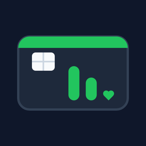 CouplePay official logomark — EMV chip, bars, Lucide heart ending